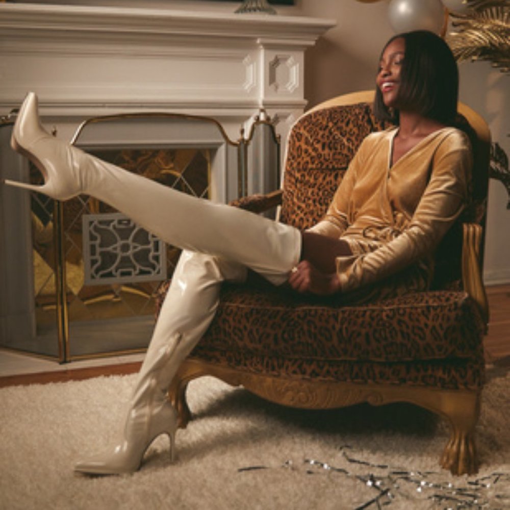 Over the Knee Stilletto Boots Bone Ivory Cream NWT Various Sizes
